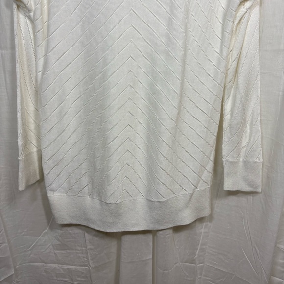 Banana Republic White Pointelle Round Neck Sweater‎ Tunic Size M - Picture 6 of 8